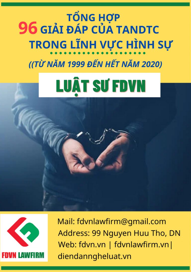 TỔNG HỢP 96 GIẢI ĐÁP CỦA TAND TỐI CAO TRONG LĨNH VỰC HÌNH SỰ TỪ NĂM